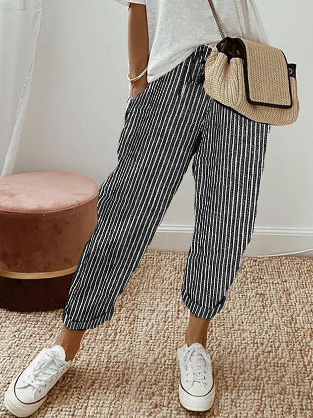 Helga | Casual Linen Trousers - Beige