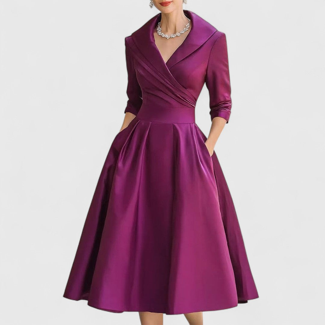 Marley Quinn | Elegant Midi Dress - Floral Print Cotton