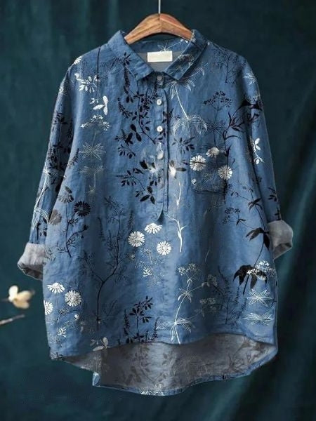 Bella | Floral Button Front Pocket Blouse - Multicolor
