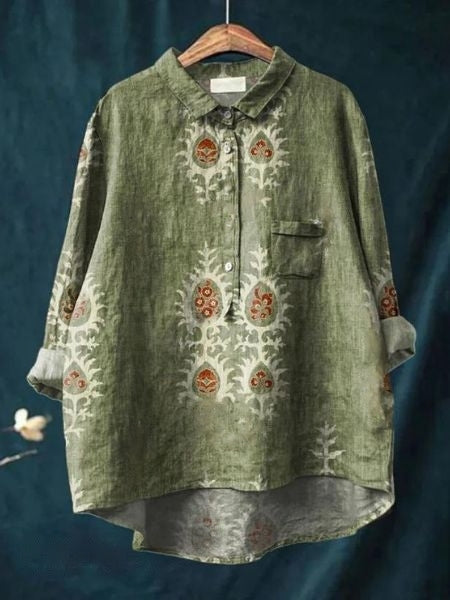 Bella | Floral Button Front Pocket Blouse - Multicolor