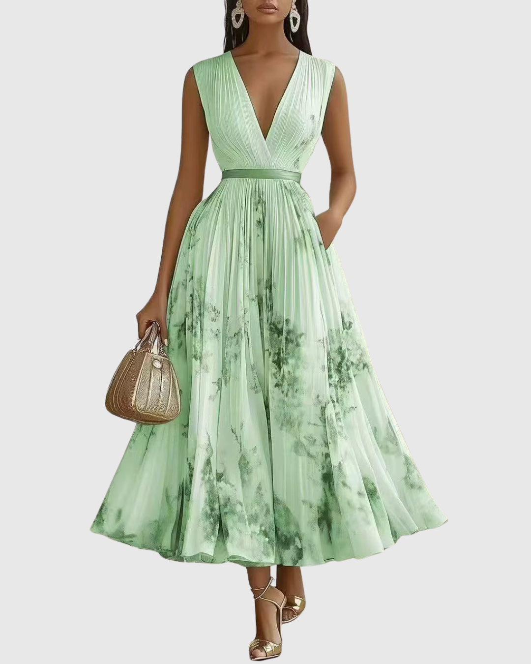 Faith | Floral Midi Dress Sleeveless Pleated - Multi