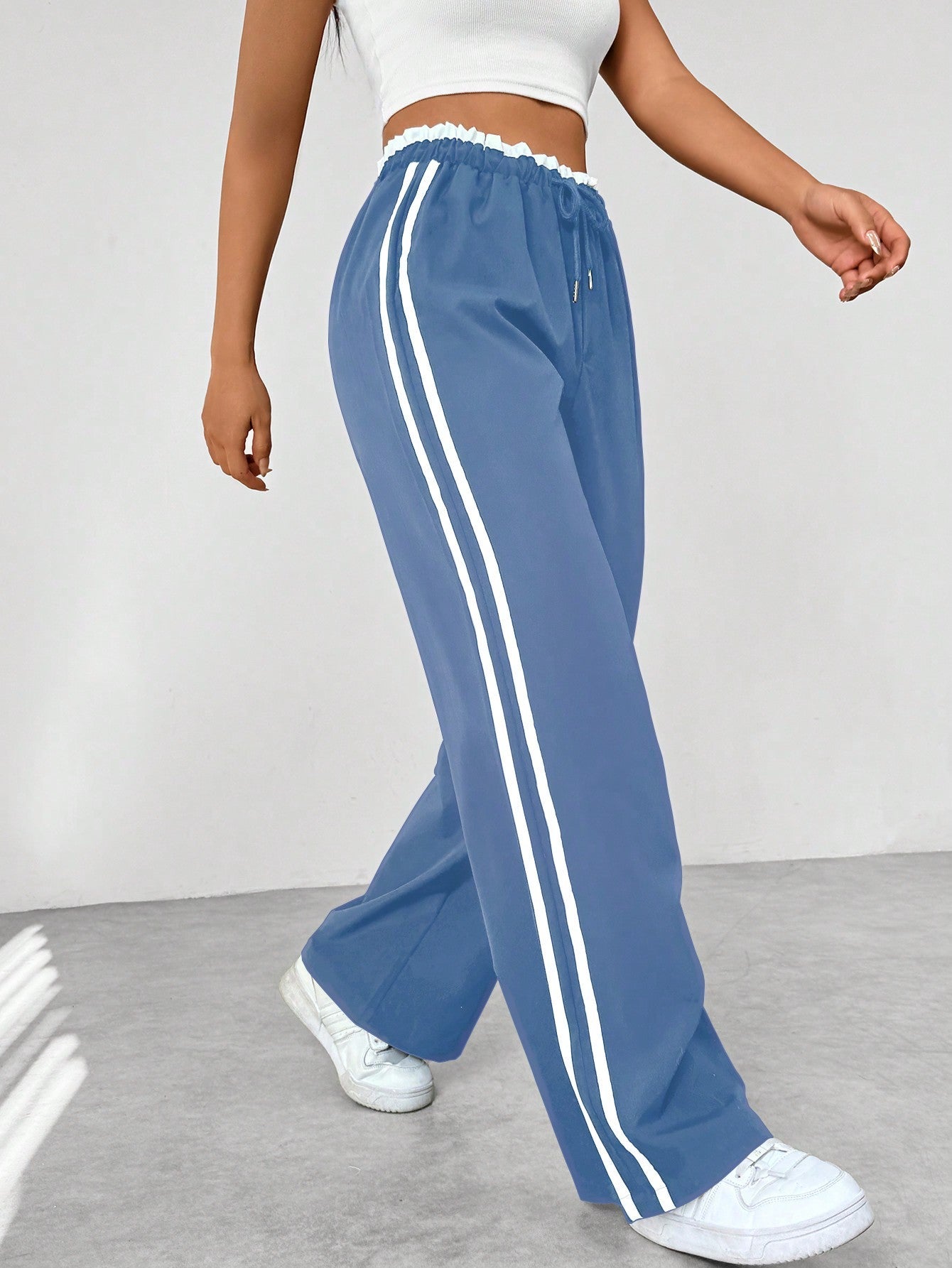 Sportieve | Wide-Leg Trousers - Black Cotton