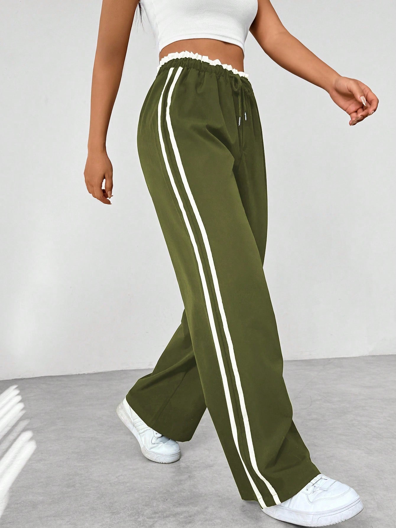 Sportieve | Wide-Leg Trousers - Black Cotton