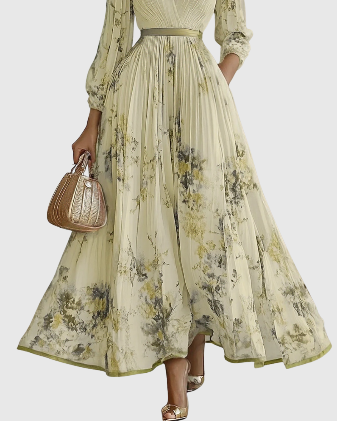 Rowella | Pleated Maxi Dress - Black Silk