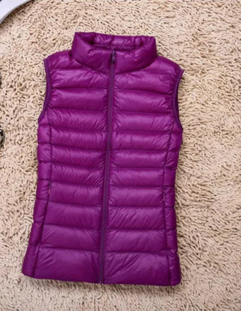 Rose | Lightweight Zip Front Puffer Vest - Pink