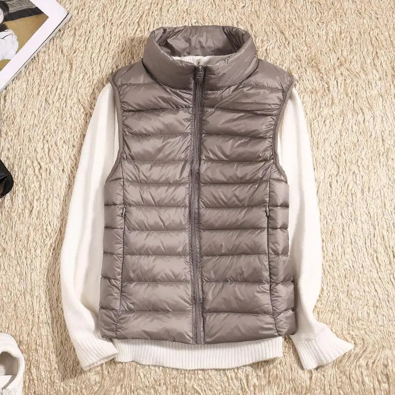 Rose | Lightweight Zip Front Puffer Vest - Pink
