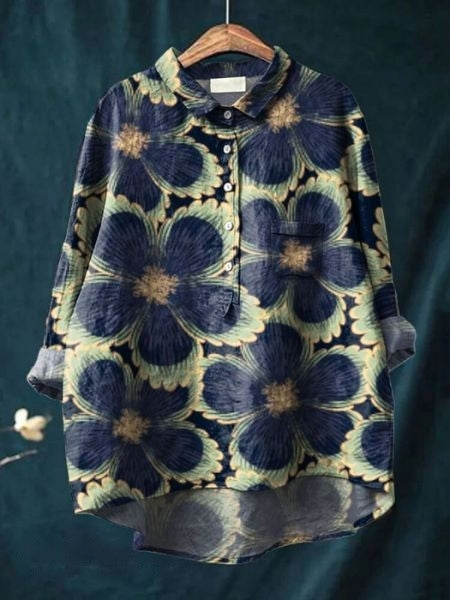 Bella | Floral Button Front Pocket Blouse - Multicolor