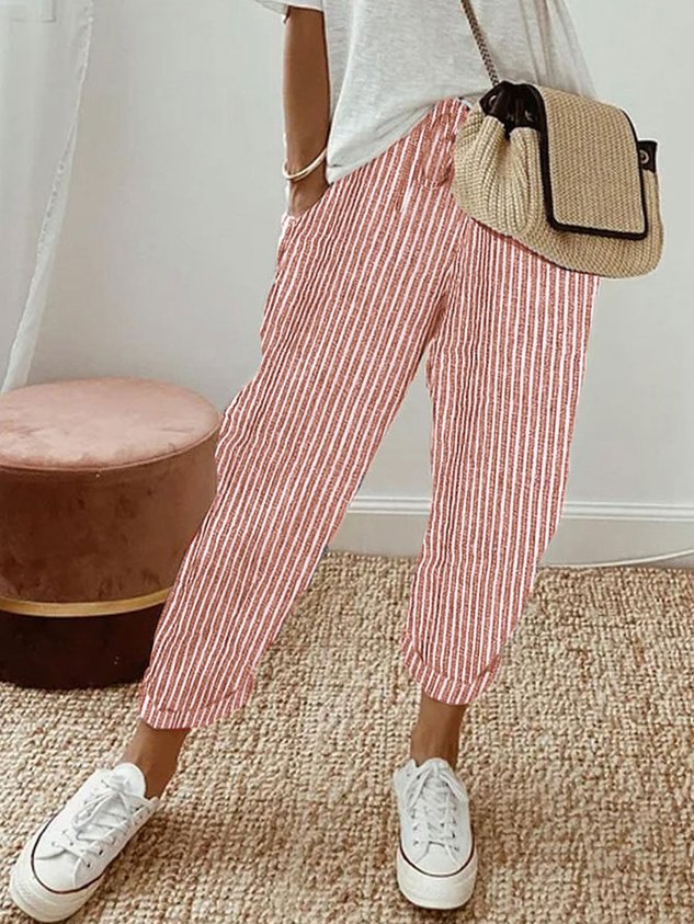 Helga | Casual Linen Trousers - Beige