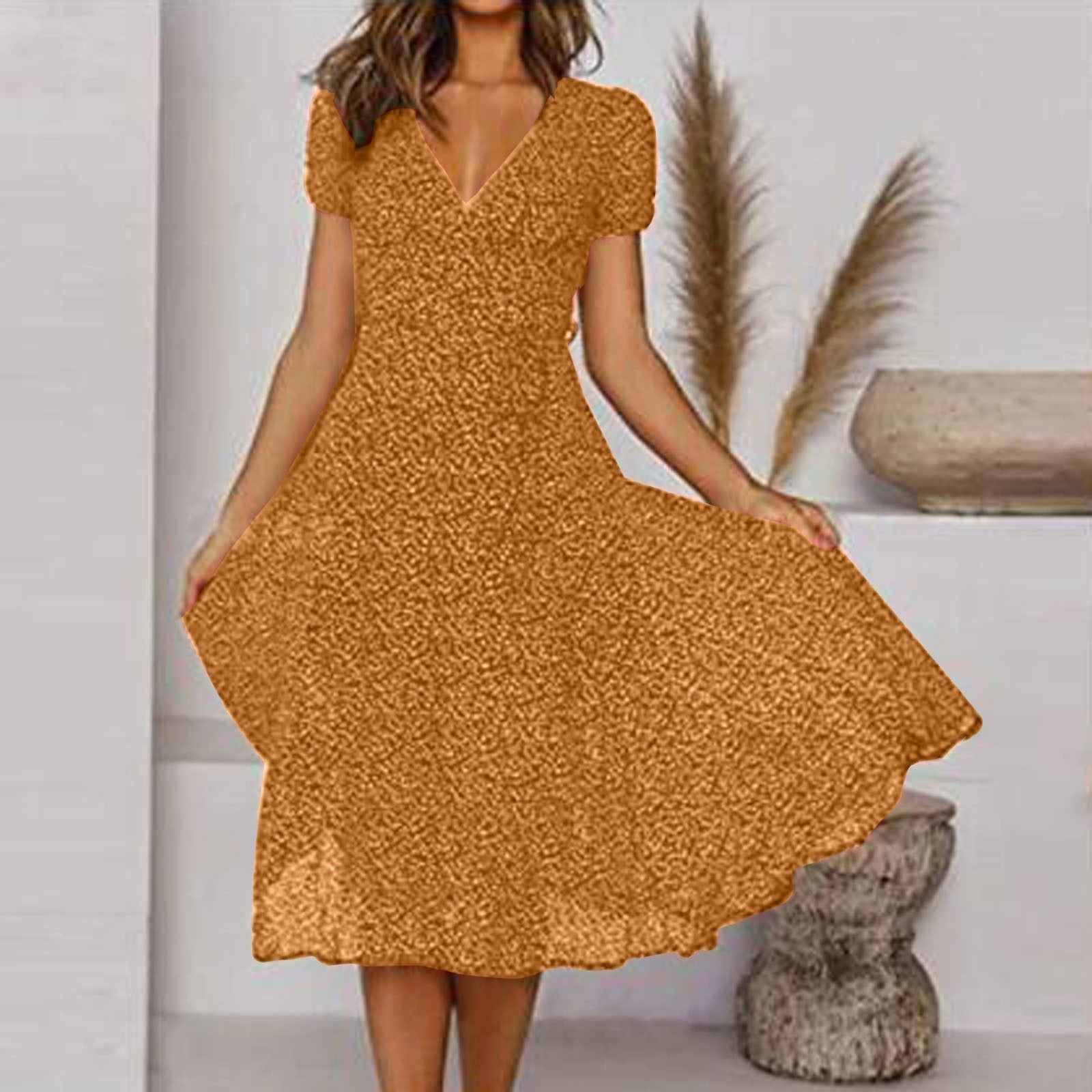 Ava | V Neck Midi Dress - Summer Floral Print