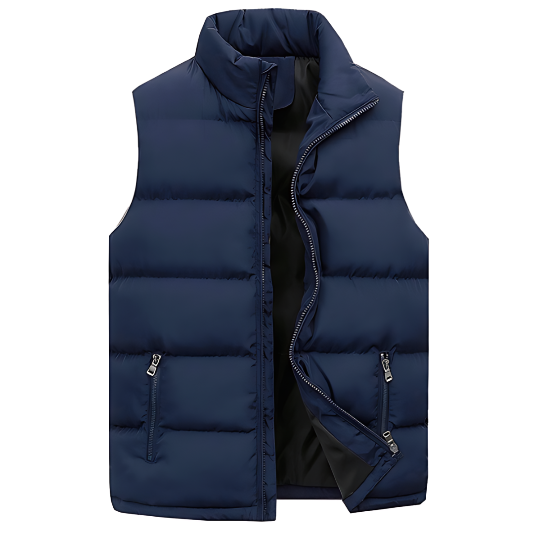 Quentin | Men's Winter Puffer Vest - Layered Style, Dark Blue