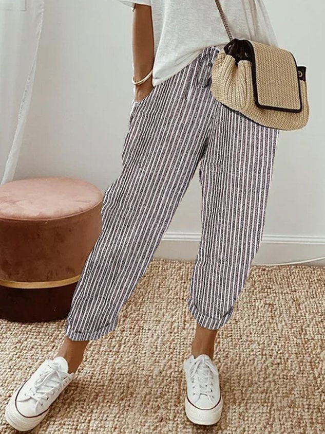 Helga | Casual Linen Trousers - Beige