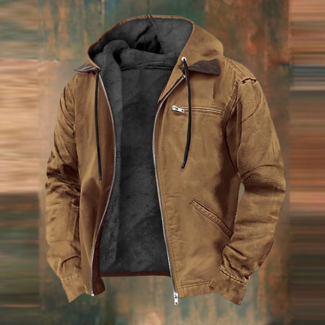 George | Men's Winter Warm Zip Hoodie Jacket - Navy Cotton Blend