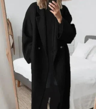 Eva | Women's Relaxed Fit Long Coat - Chic Black