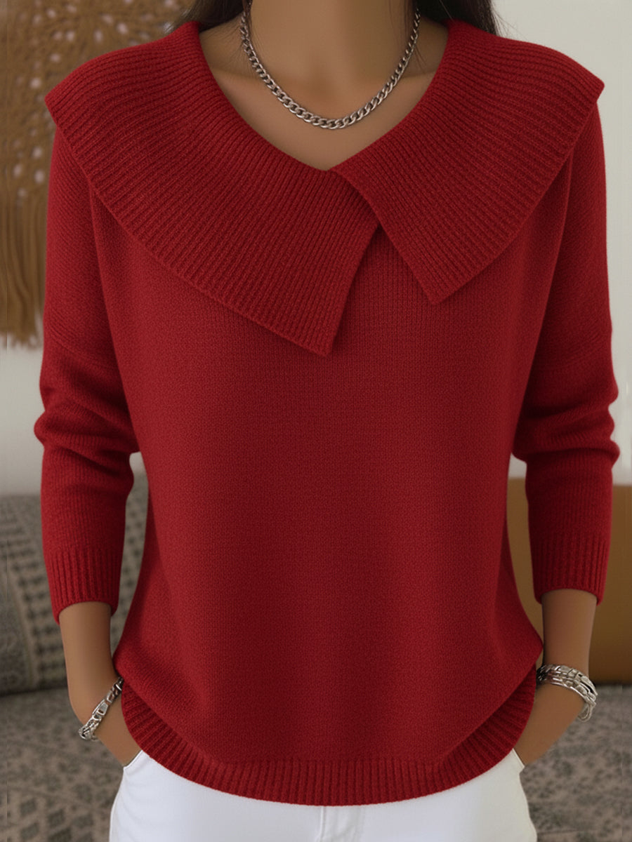 Claire | Women’s V Neck Oversized Collar Sweater