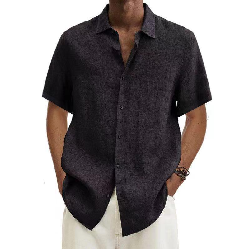 Hermod | Casual Short Sleeve Shirt - Blue Cotton