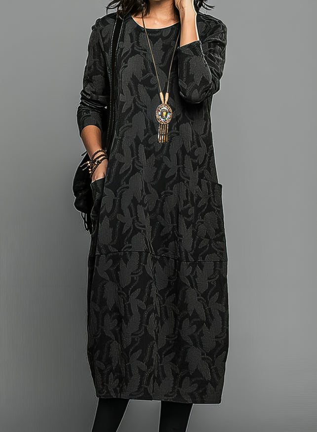Betty | Elegant Winter Dress - Wool Blend - Navy