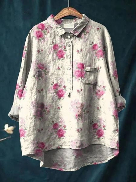 Bella | Floral Button Front Pocket Blouse - Multicolor