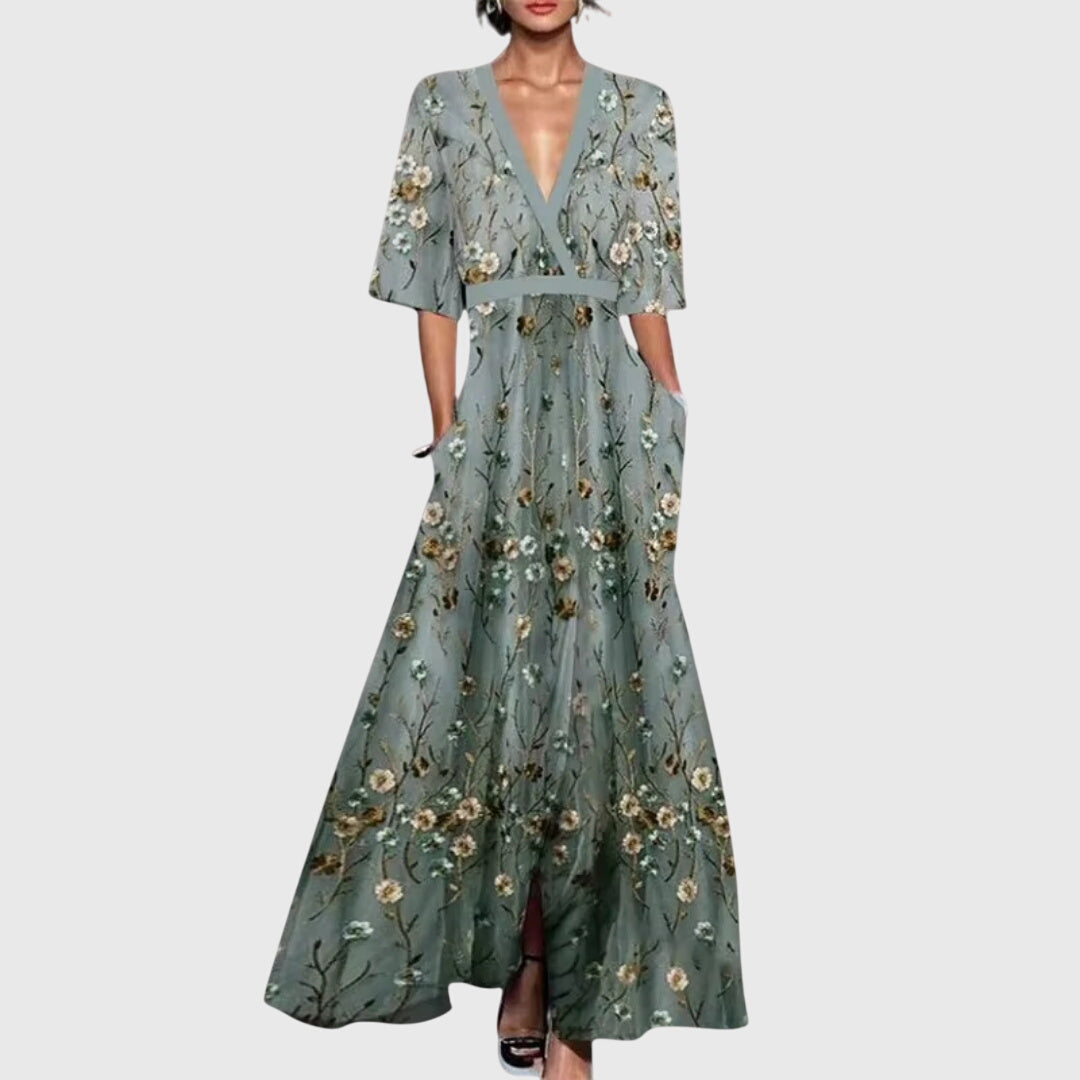 Candice | Spring Dress - Floral Print Cotton Blend