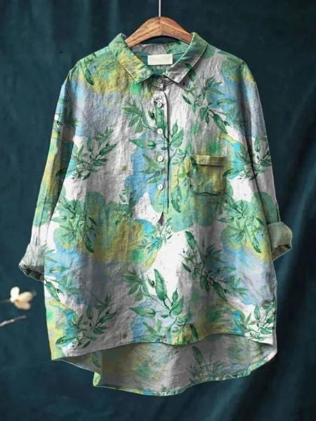 Bella | Floral Button Front Pocket Blouse - Multicolor