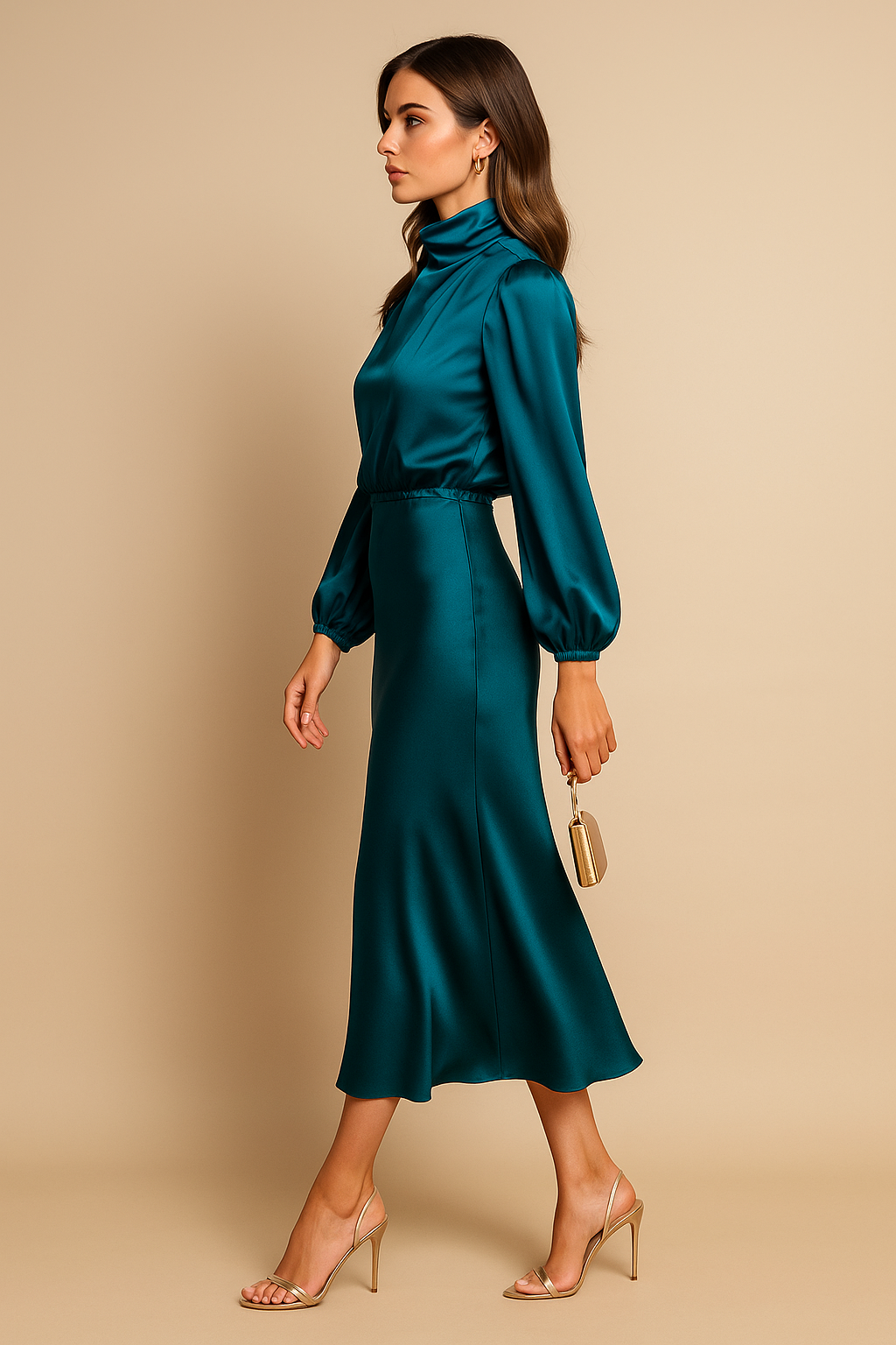 Kriz | High Waist Midi Dress - Black Cotton