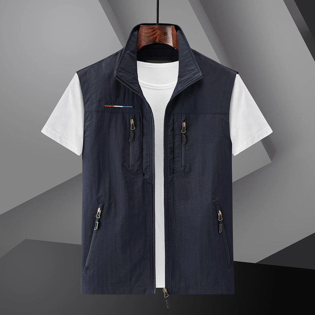 Herbert | Casual Sleeveless Vest with Front Zipper - Grey