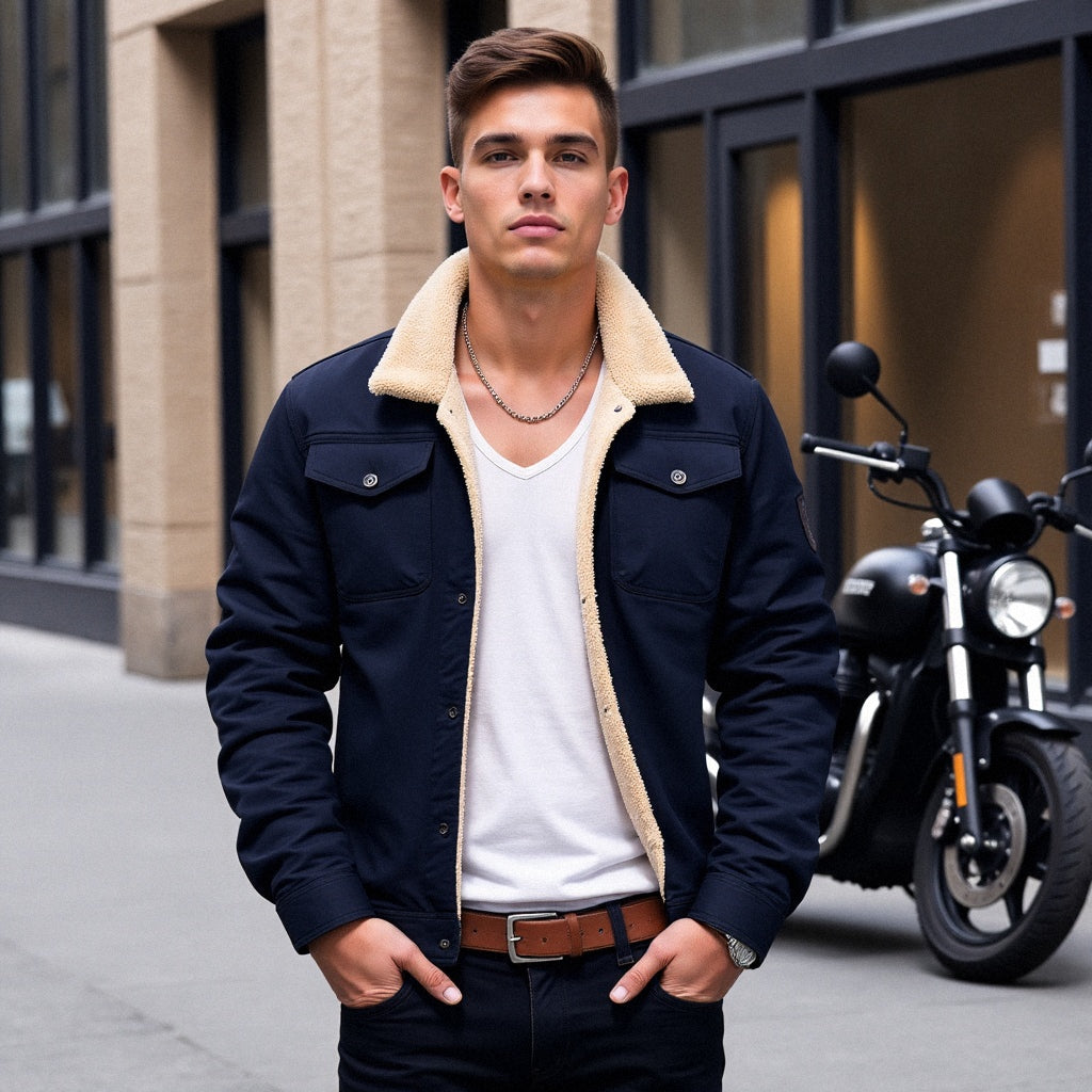Oliver | Men's Sherpa-Lined Winter Jacket - Warm Black