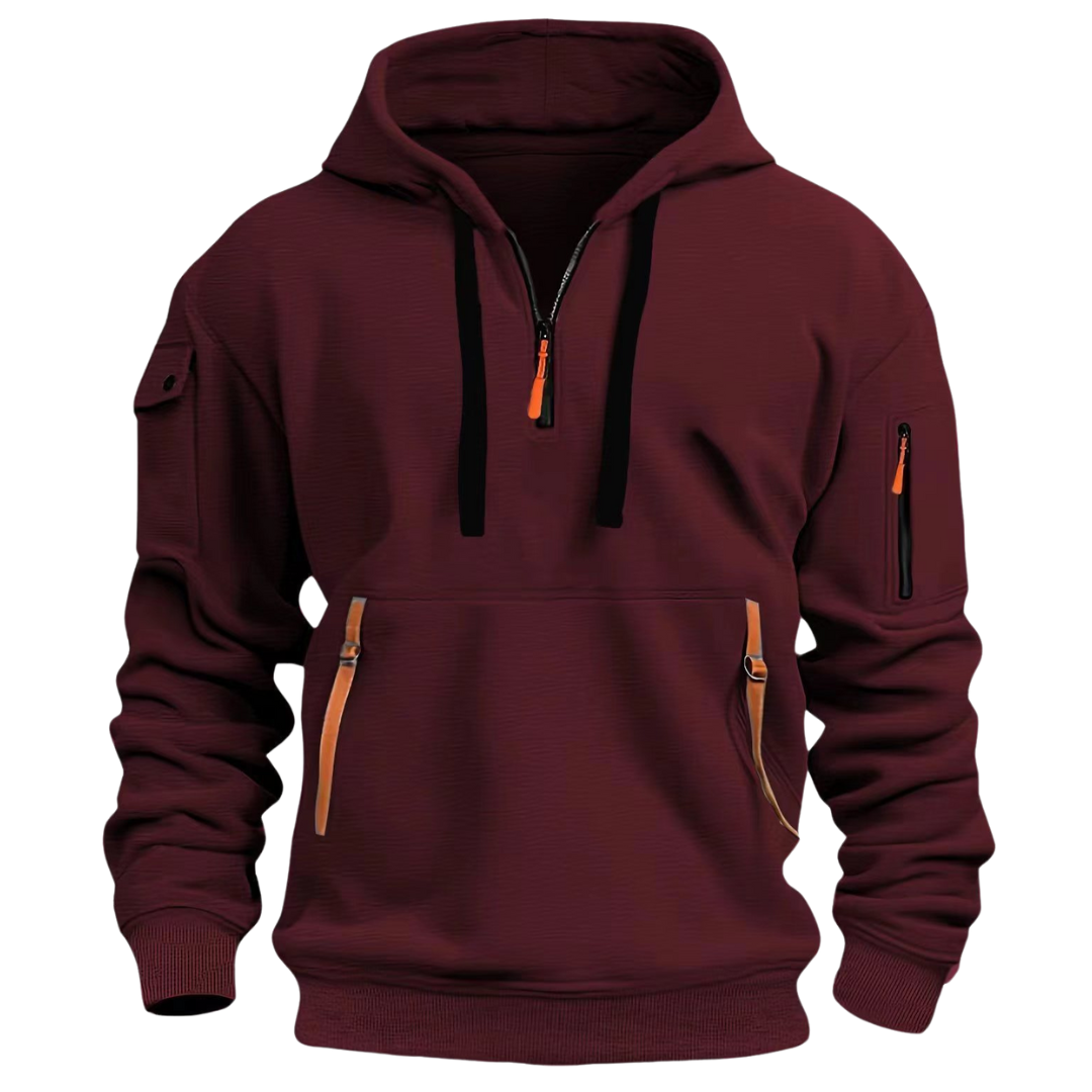 Hugo | Men's Casual Hoodie with Zipper Pockets - Grey