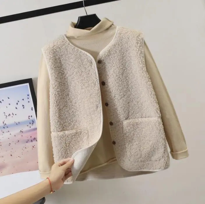 Sarah | Sleeveless Outerwear Vest - Relaxed Fit Cotton Blend