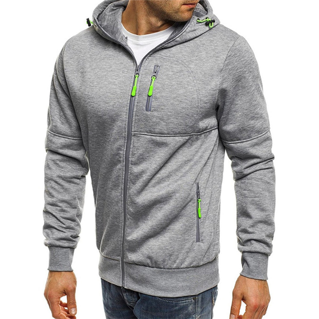 Karl | Casual Men's Zip Hoodie - Grey Cotton