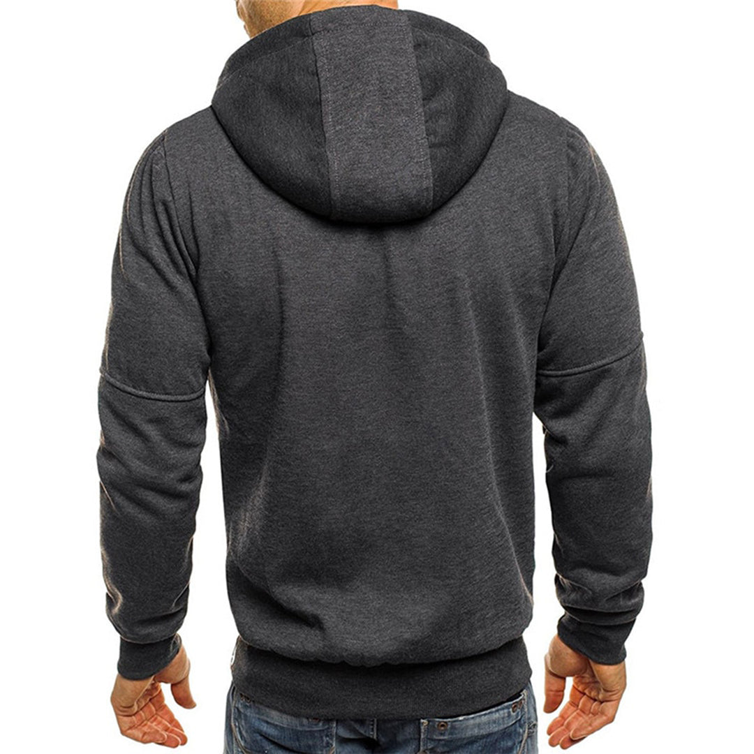 Karl | Casual Men's Zip Hoodie - Grey Cotton