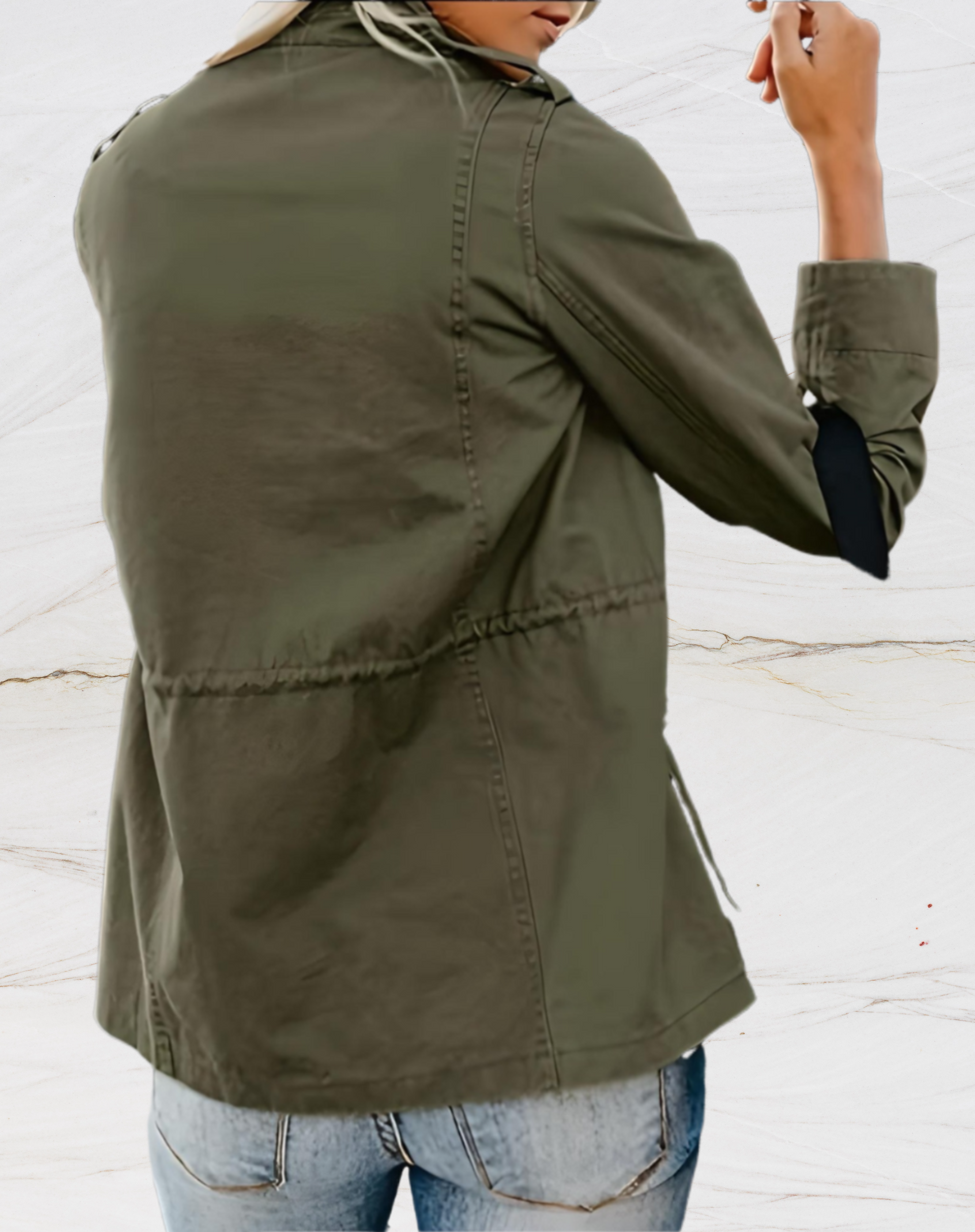 Thilde | Casual Utility Jacket - Olive Green Cotton