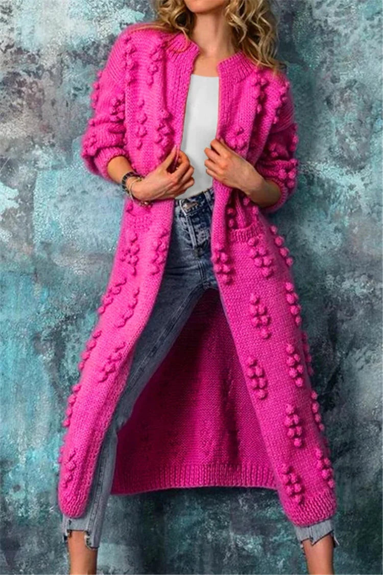 Hazel | Women’s Long Textured Knit Open Cardigan