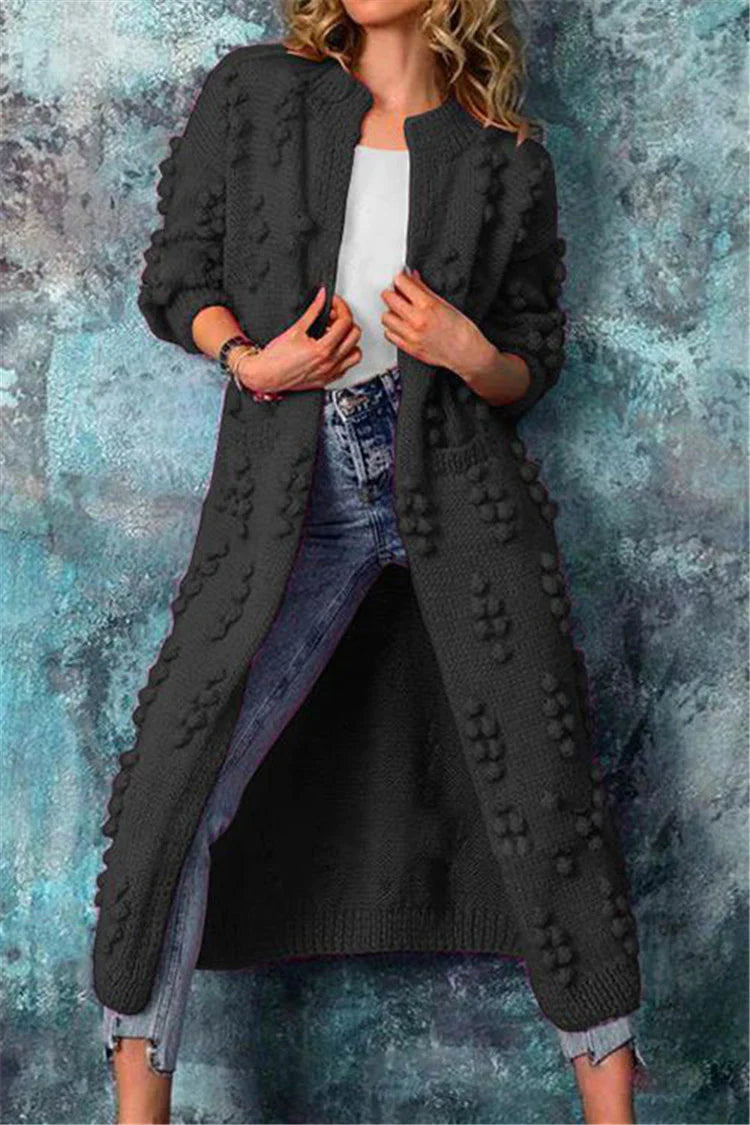 Hazel | Women’s Long Textured Knit Open Cardigan