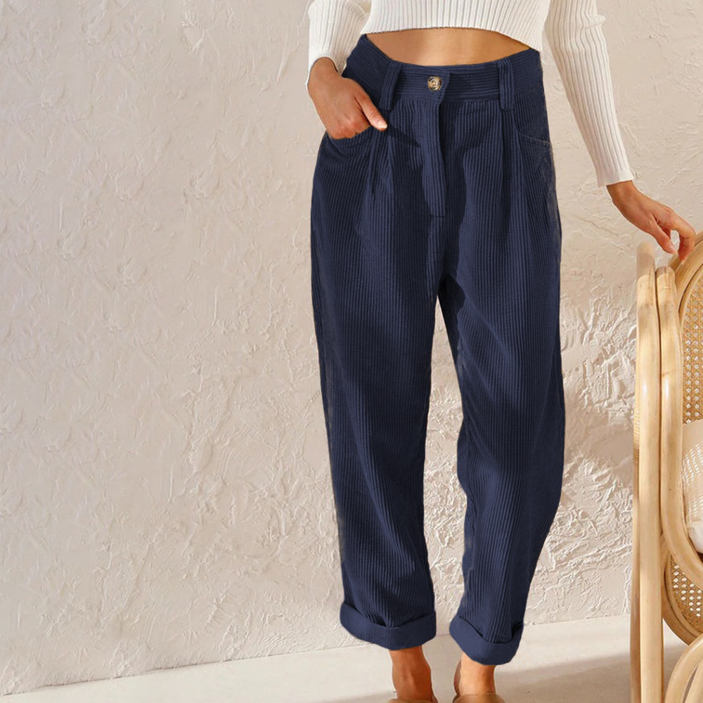 Jessica | High Waist Corduroy Trousers - Autumn