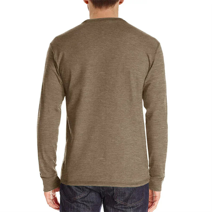 Logan | Classic Henley Shirt - Navy Cotton