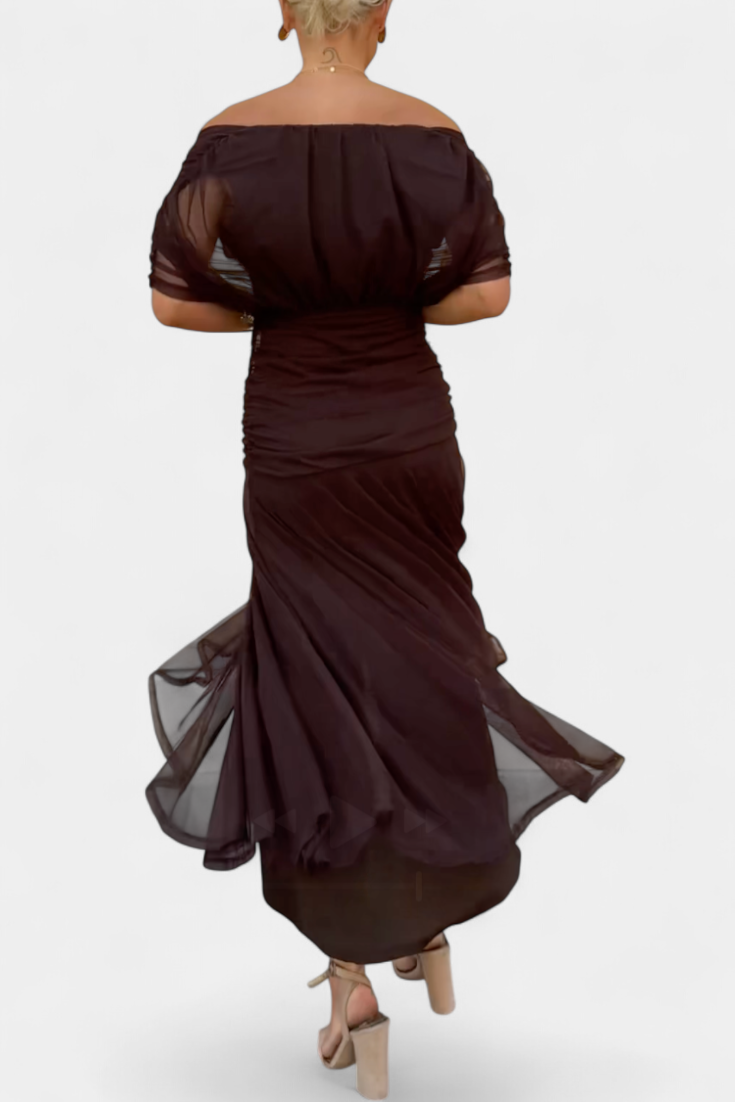 Lowenna | Elegant Dress - Black Silk Midi