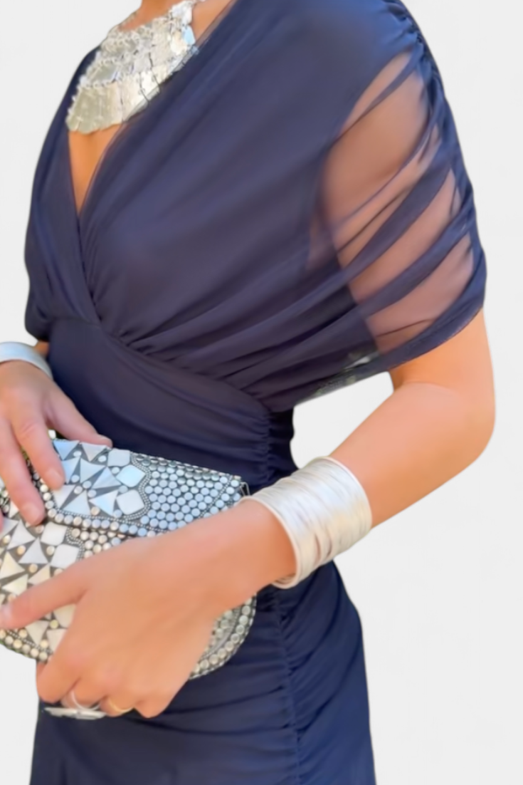 Lowenna | Elegant Dress - Black Silk Midi