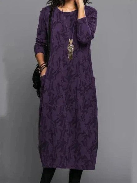 Betty | Elegant Winter Dress - Wool Blend - Navy