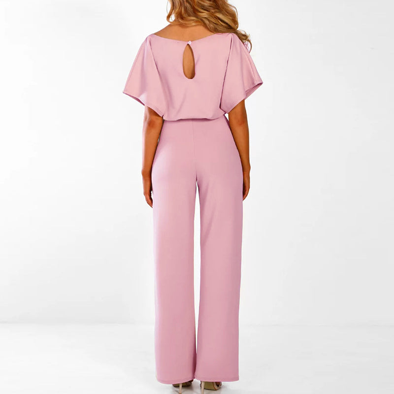 Clarissa | Elegant Belted Women's Jumpsuit - Black
