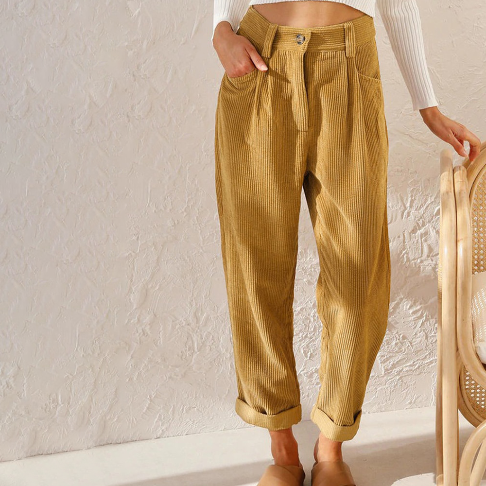 Jessica | High Waist Corduroy Trousers - Autumn