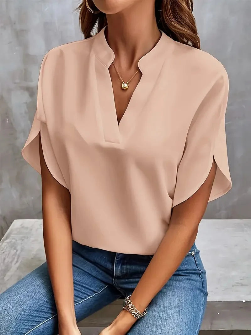 Annemie | V-Neck Fluid Blouse - Black