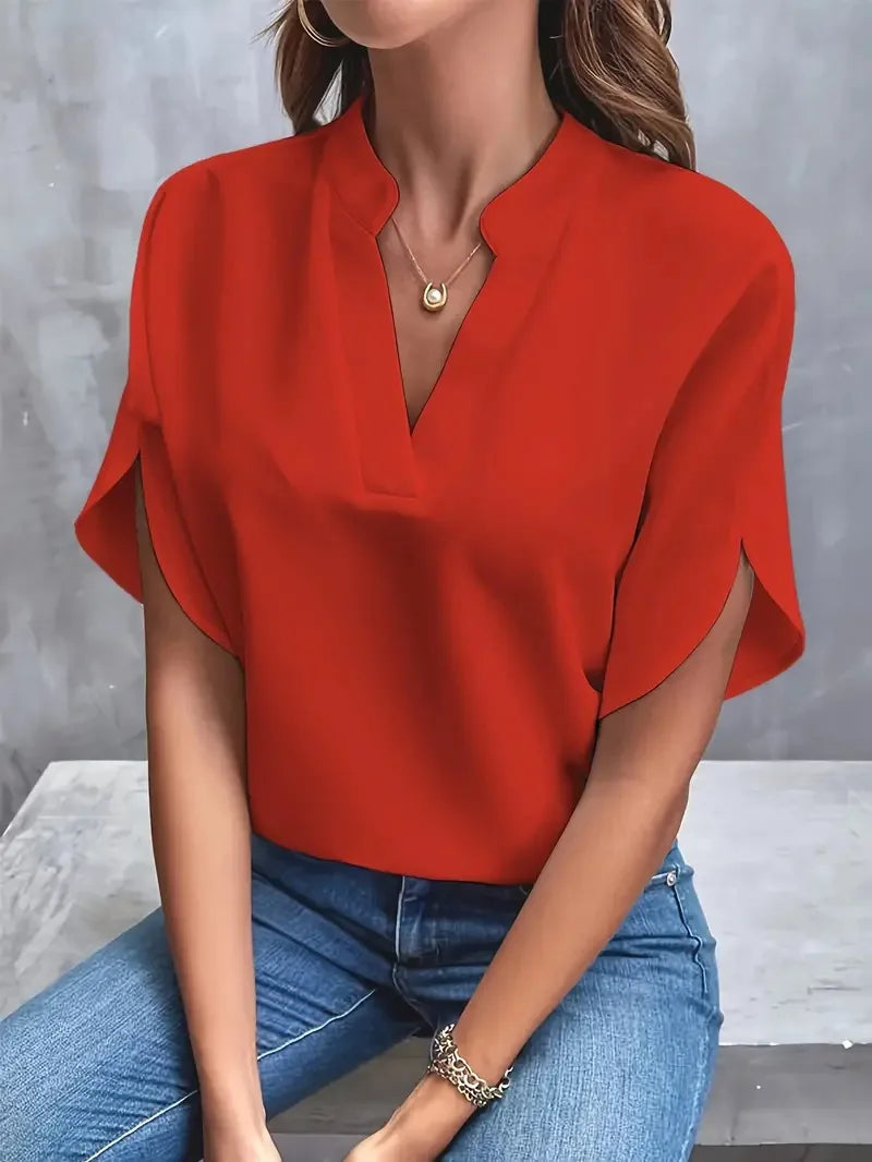 Annemie | V-Neck Fluid Blouse - Black
