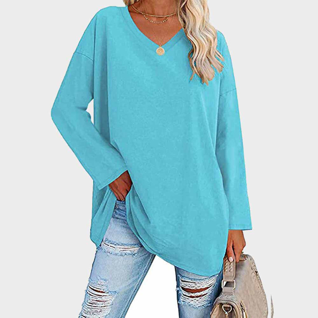 Elke | Loose Top V-Neck - White