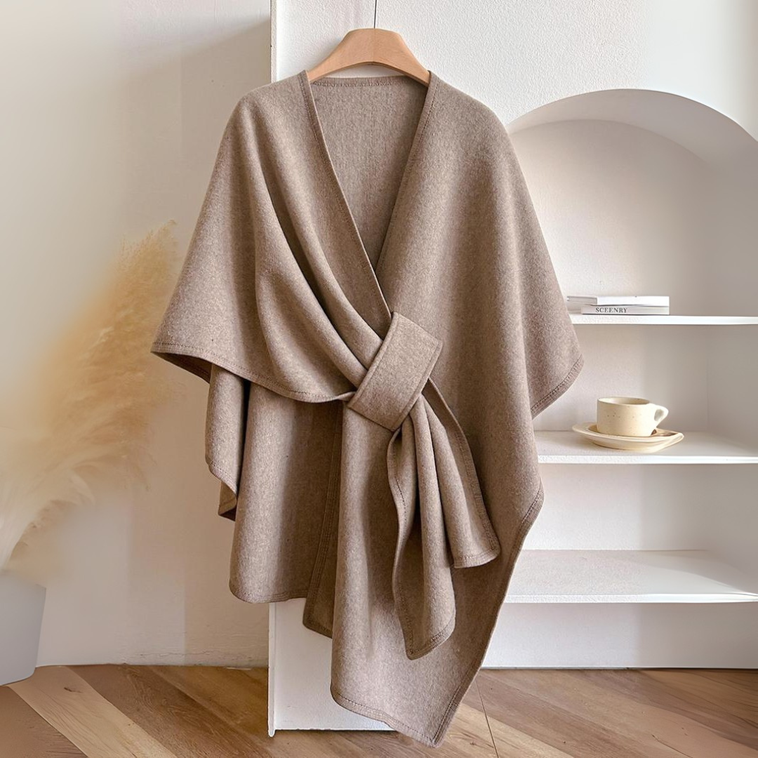 Beatrice | Drape Wrap Tie Belt Vest - Beige