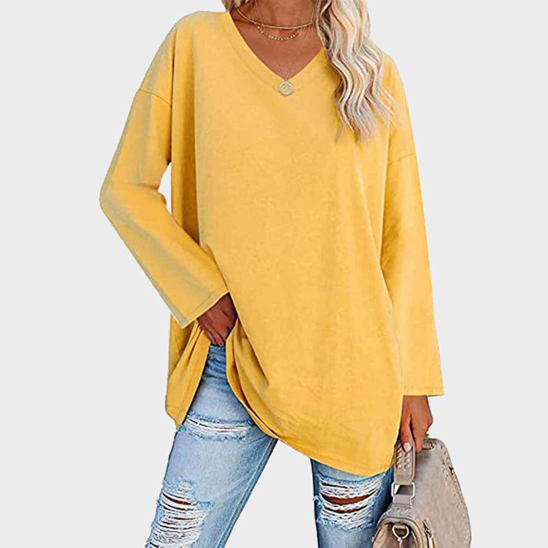 Elke | Loose Top V-Neck - White