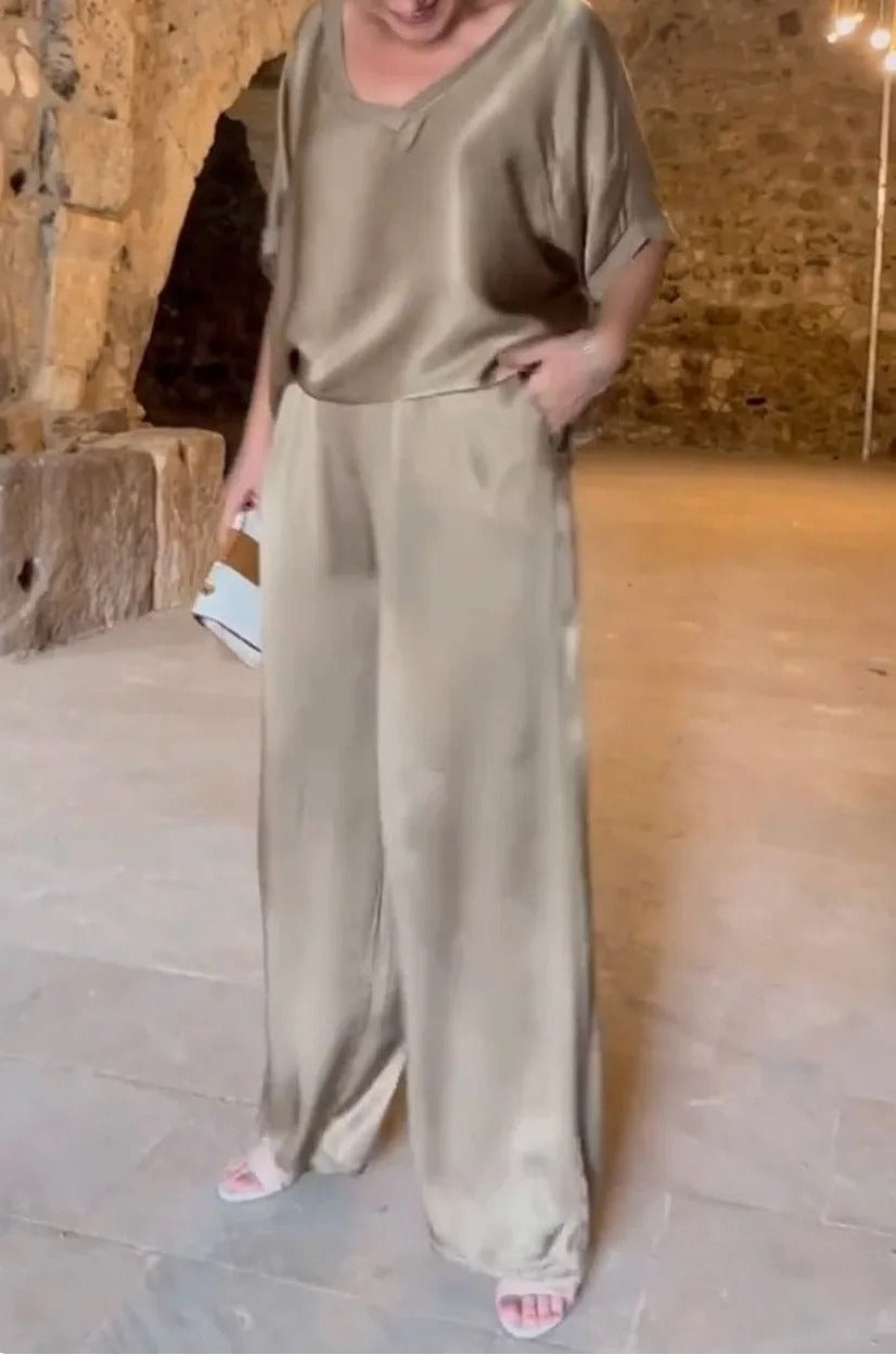 Donna | Women’s Chiffon Two-Piece Wide-Leg Set