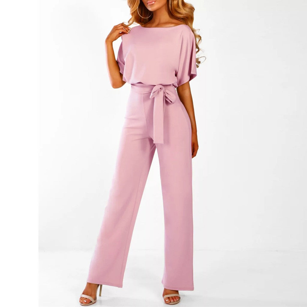 Clarissa | Elegant Belted Women's Jumpsuit - Black