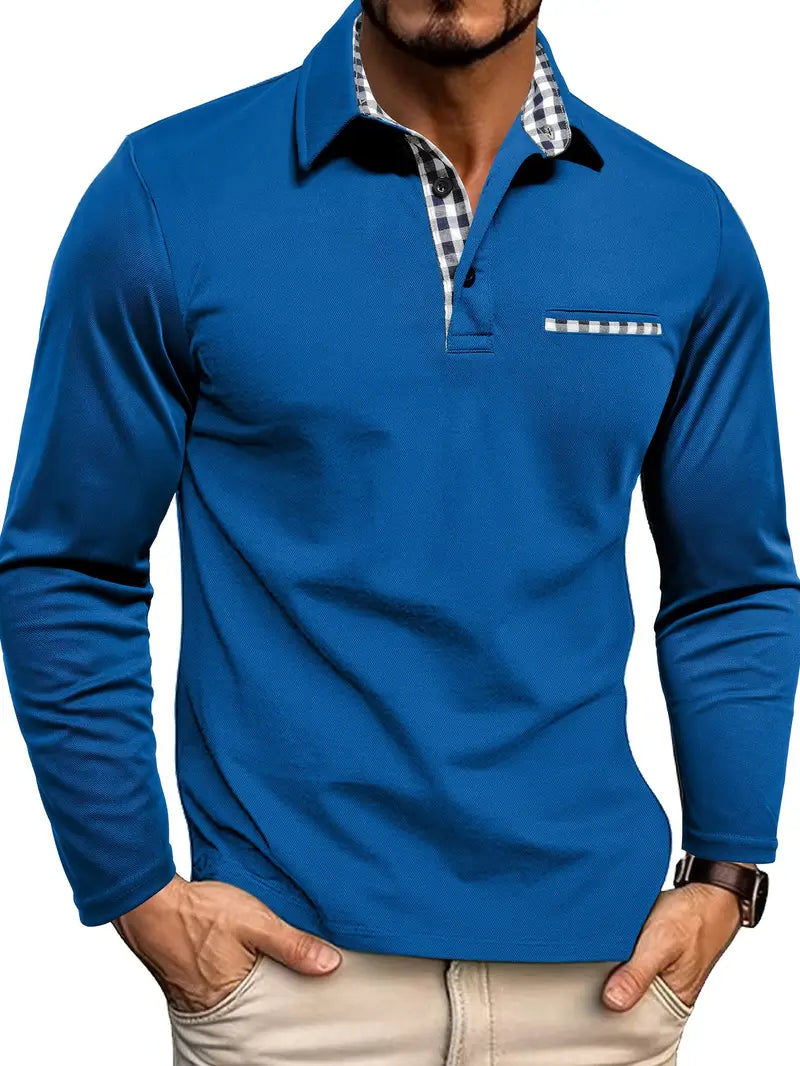 Chris | Long Sleeve Polo Shirt - Winter - Navy Cotton
