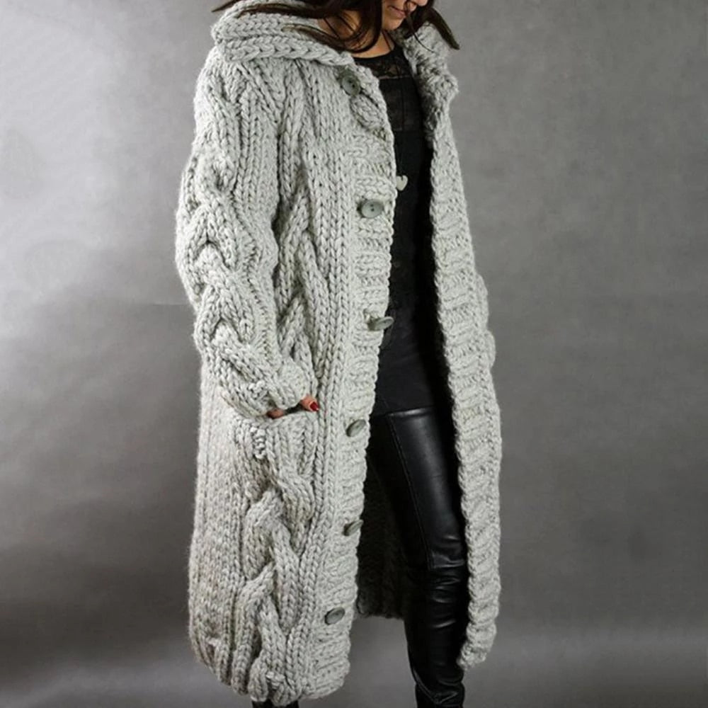 Diana | Oversized Cable Knit Cardigan - Cream