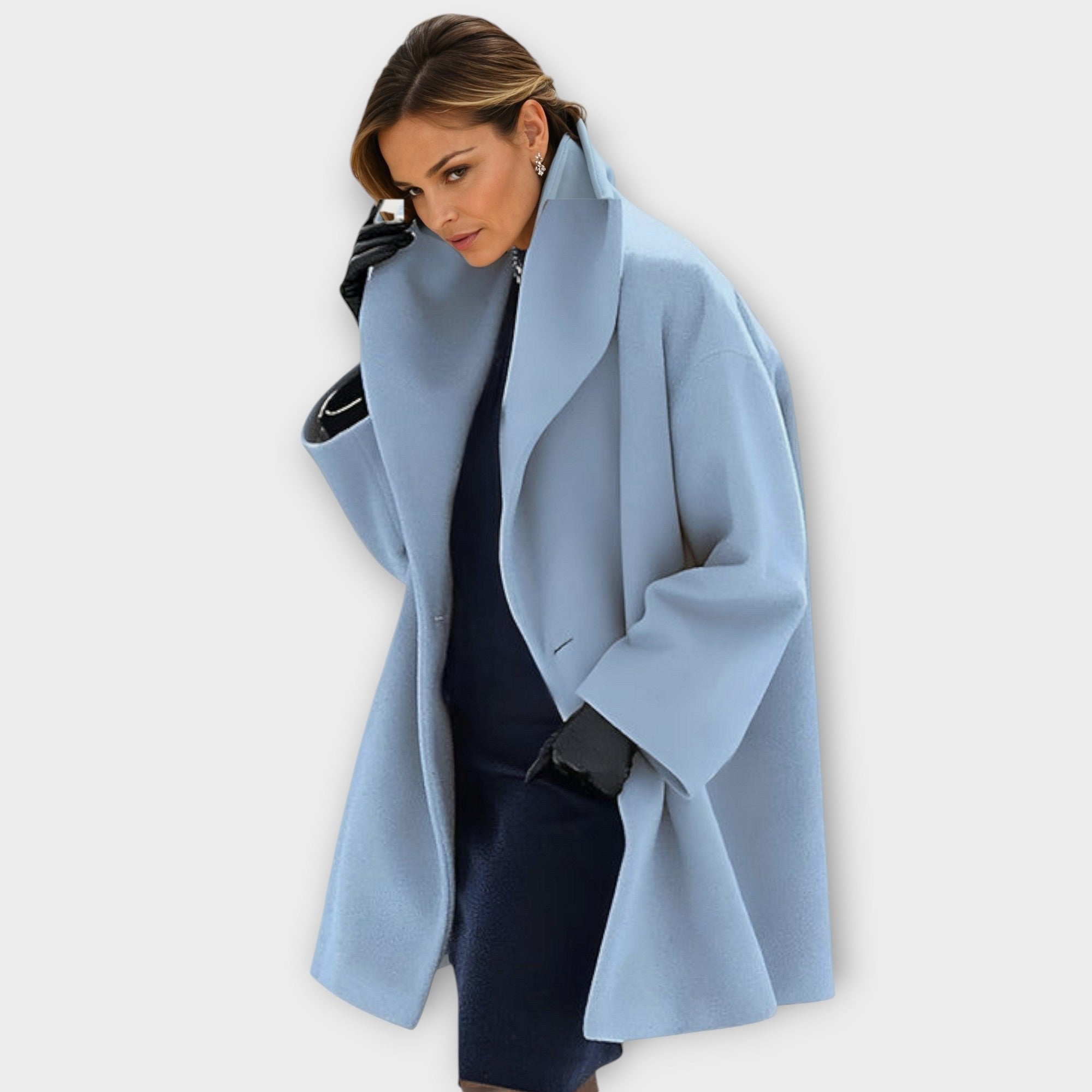 Mia | Windproof Coat Wrap Style Long Length Winter Outerwear - Black